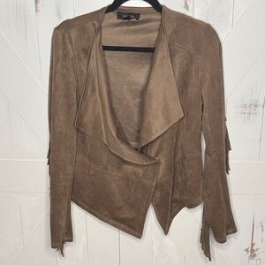 Karen Kane Brown Ultra Suede Fringe Jacket
